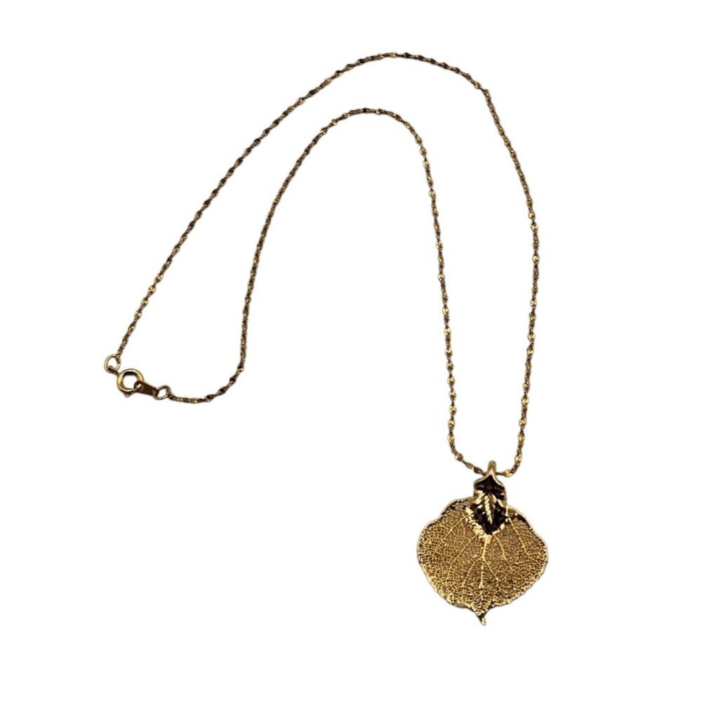Gold Dipped Leaf Pendant Necklace